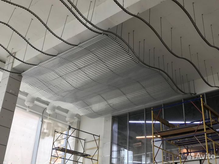 Монтаж грильято, реечного потолка, армстронг, гипс