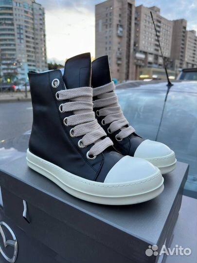 Rick Owens Black Jumbo Lace High-Top