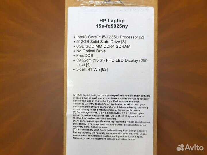 Ноутбук i5, 15,6 IPS (новый) HP 15s-fq5025ny Black