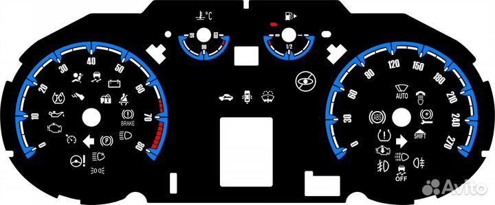 Шкала приборной панели на Opel Astra J