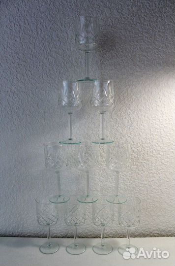 Хрустальные рюмки и стеклянные стопки 1976-1977 гг