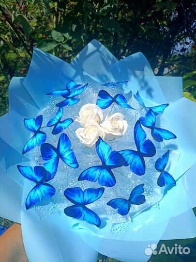 Букет из бабочек, букет из мыльных роз