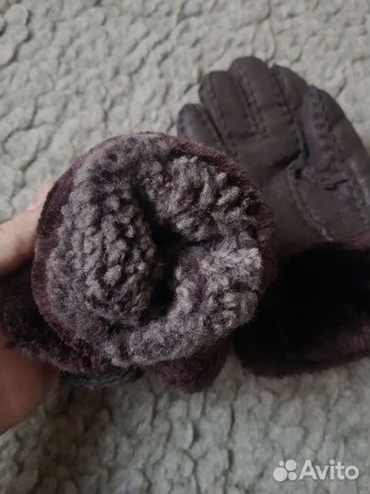 Перчатки варежки кожаные на меху для мальчика