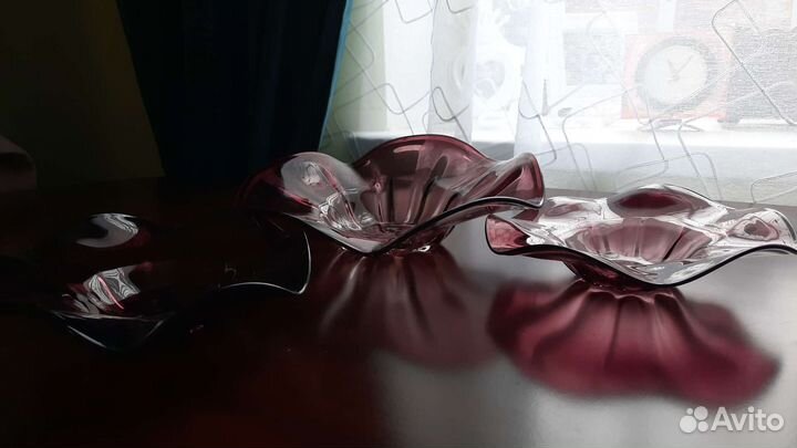 Ваза конфетница фруктовница цветное стекло