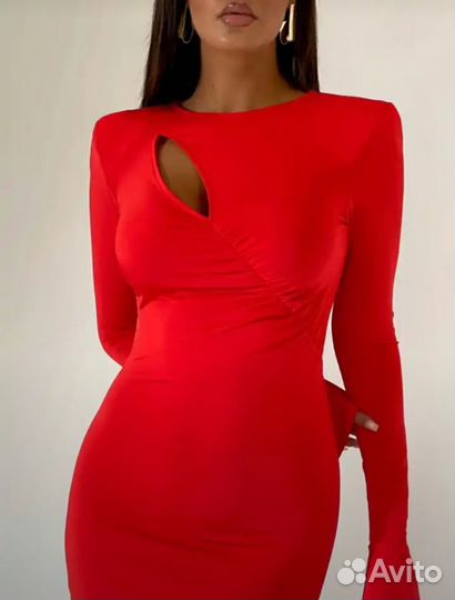 Вечернее платье макси красное s