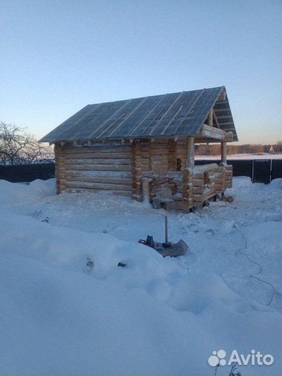 Сруб бани из бревна ручной рубки не бруса 5,5x5