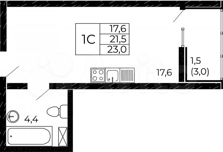 Квартира-студия, 23 м², 12/18 эт.