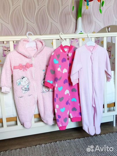 Комбинезоны утеплённые на девочку разм 62 68 74 80
