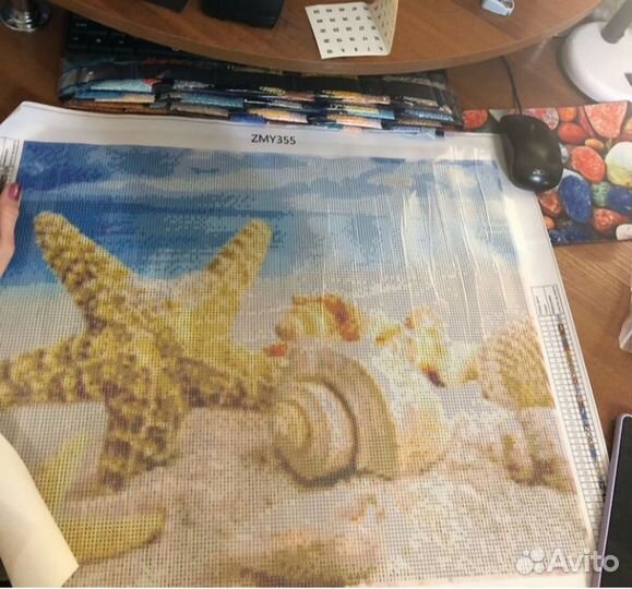 Мозаика алмазная без подрамника Морской берег