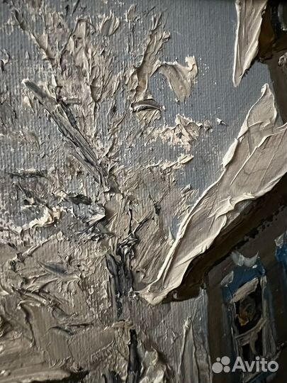 Картина маслом на холсте, зимний день