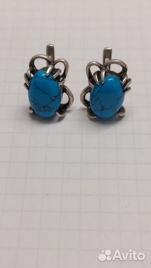 Серьги с бирюзой серебро