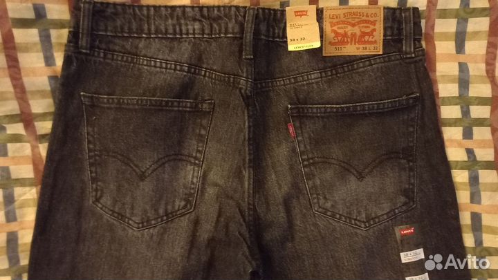 Джинсы levis 511 slim Stretch размер 38-32 чёрные