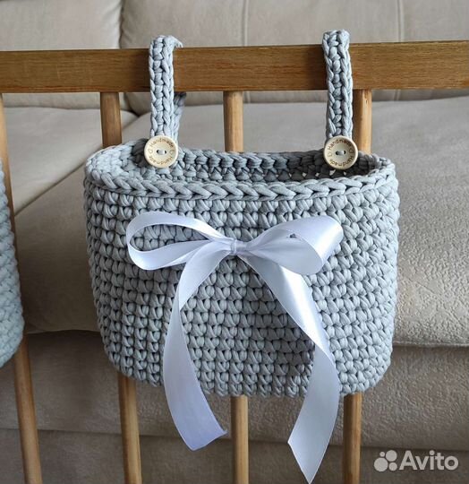 Корзина подвесная вязаная