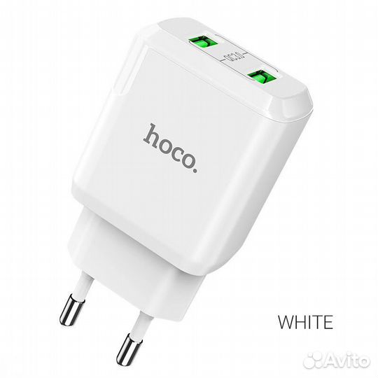 Зарядное устройство hoco N6 Charmer 2*USB, 3A, бел