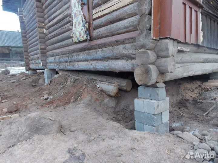 Подъем домов, бань. Замена венцов