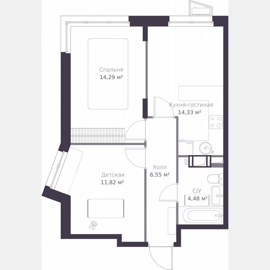 2-к. квартира, 51,5 м², 2/11 эт.