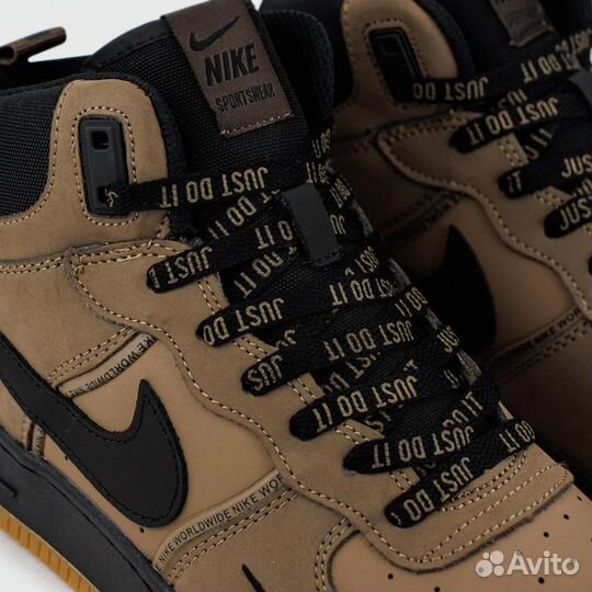 Nike Air Force 1 Mid Brown / Black with Fur