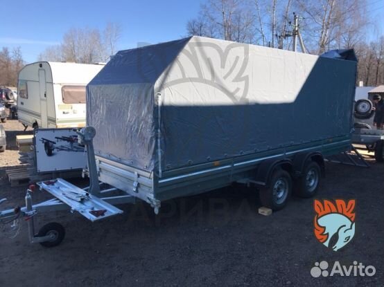 Двухосный прицеп с тентом аэро 150 см.Коммерческий