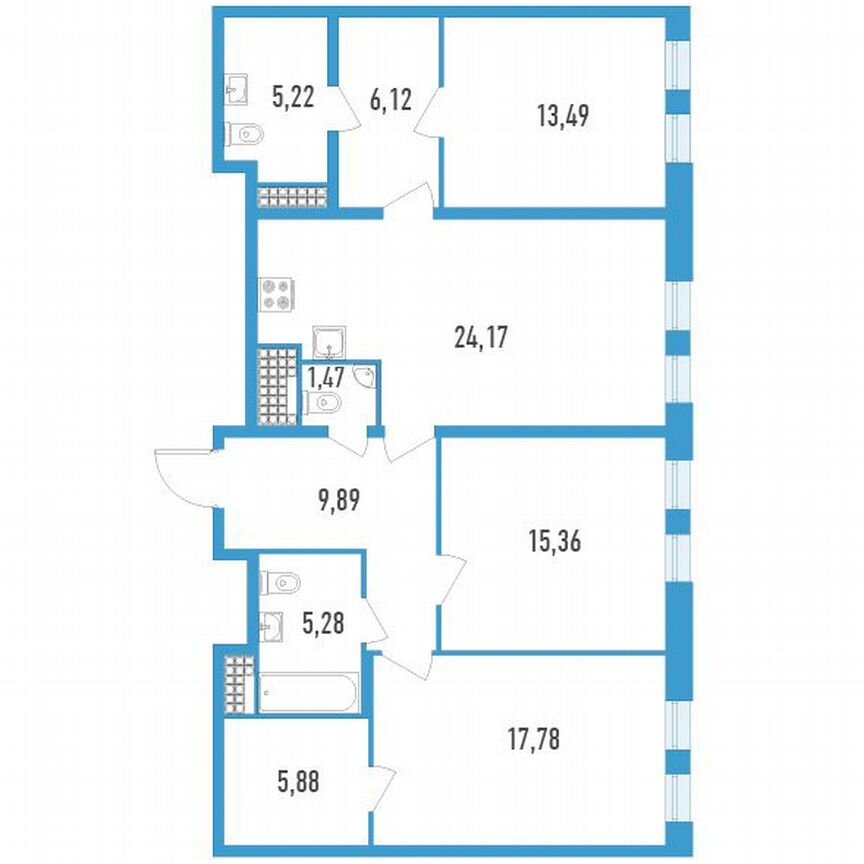 3-к. квартира, 104 м², 17/23 эт.