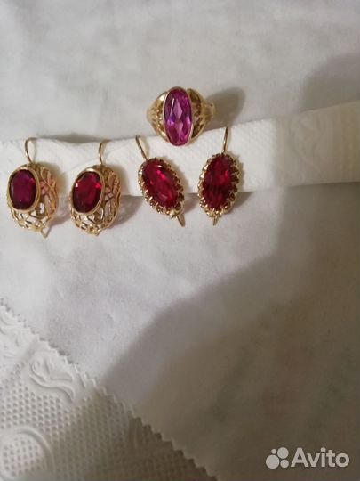 Золотые серьги СССР 583 пр.Кольцо зол 583 пр