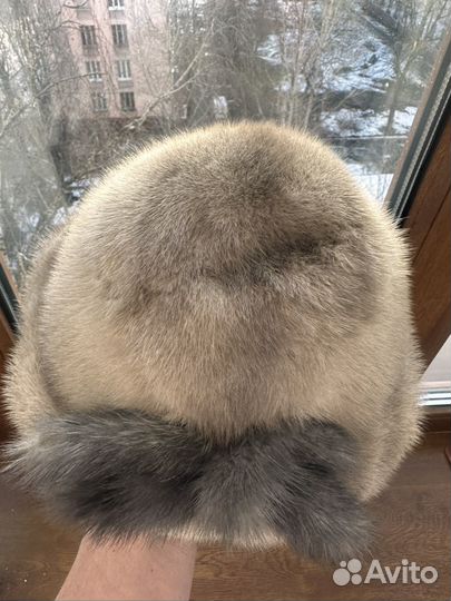 Шляпа женская из светло -серой норки