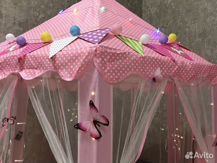 Детский игровой домик шатёр с гирляндами