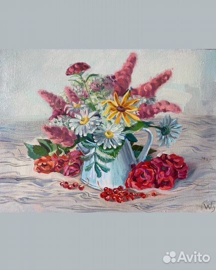 Букет с цветами. Картина маслом
