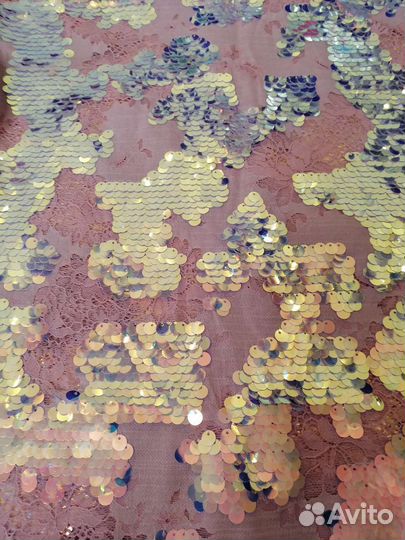 Ткань Гипюр с пайеткими. Отрез ткани