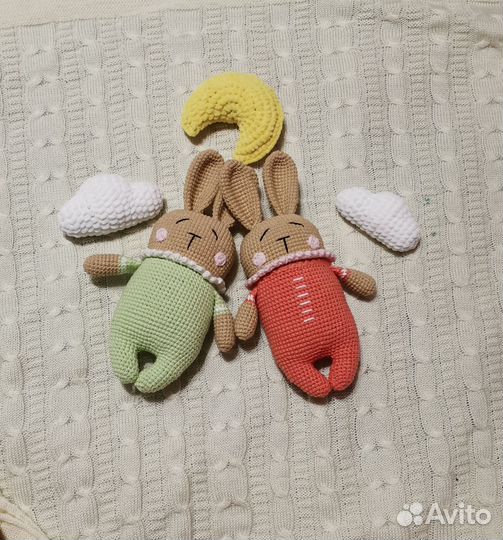 Зайки Сплюшки вязаные, ручная работа