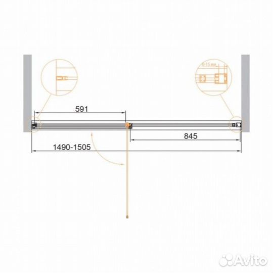 Душевая дверь Cezares urban-B-12-150-C-CR