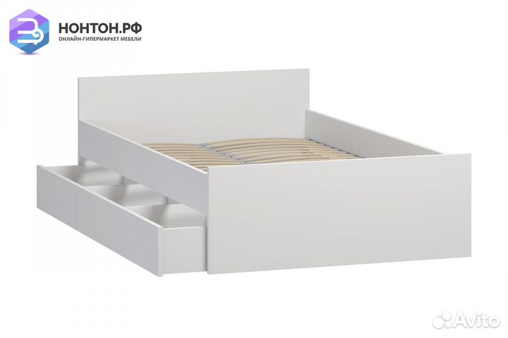 Кровать двуспальная Орион белая с ящиками