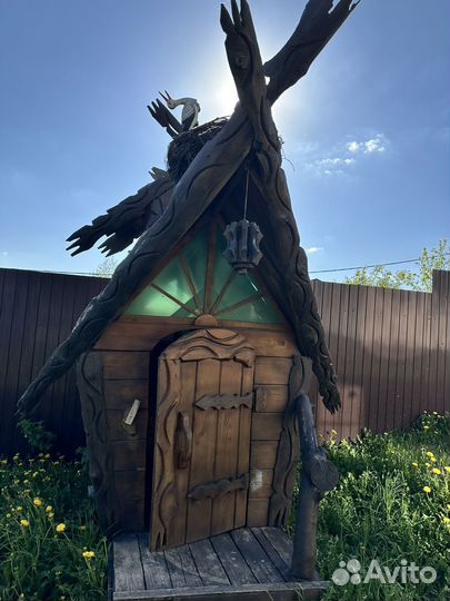 Детский игровой домик уличный деревянный