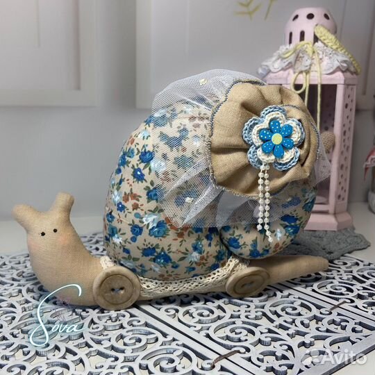 Текстильная улитка, кот, интерьерная игрушка