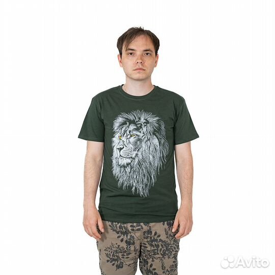 62713 Футболка Царь зверей зеленый (KG, 46, (46)