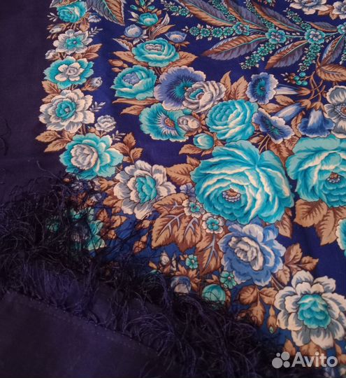 Павлопосадский платок 146см, 100% шерсть