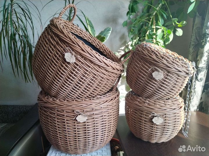 Кашпо из искусственного ротанга, любой сложности