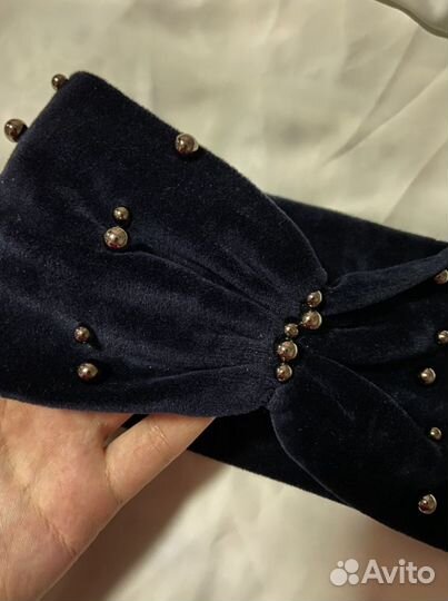 Велюровая повязка синяя