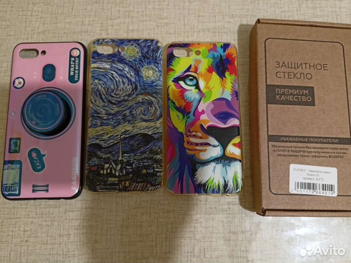 Чехол, бампер,защитное стекло на honor, хонор 10