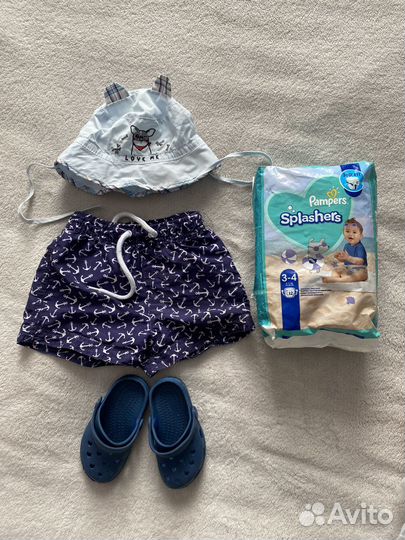 Трусики для плавания, шлепки, панама,шорты