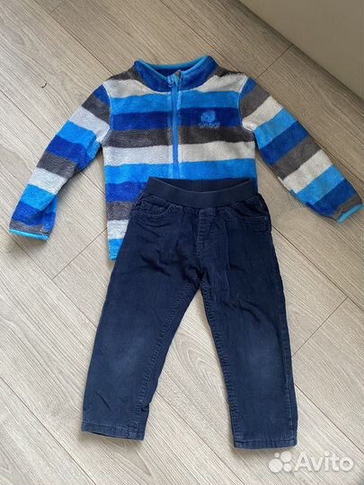 Вельветовые штаны и флисовая кофта для мальчика