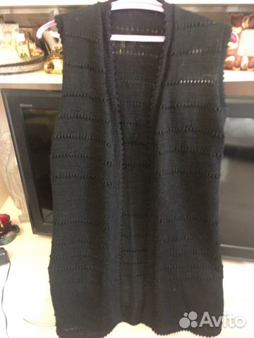 Жилет 46/54. Чёрный ручной работы,новый
