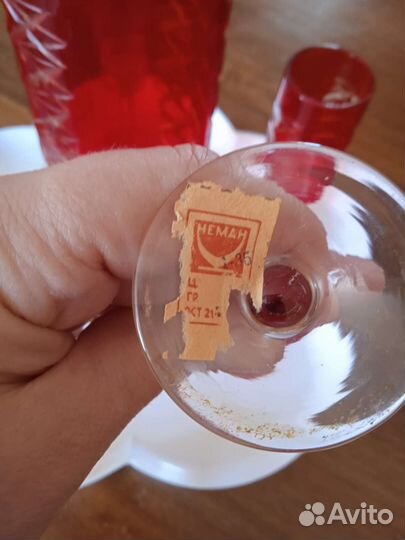 Набор из рубинового стекла Неман винтаж СССР