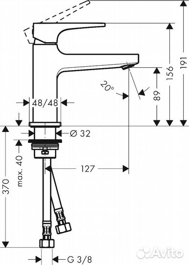 Смеситель Hansgrohe Metropol 32500140 для раковины, с донным клапаном Push-Open