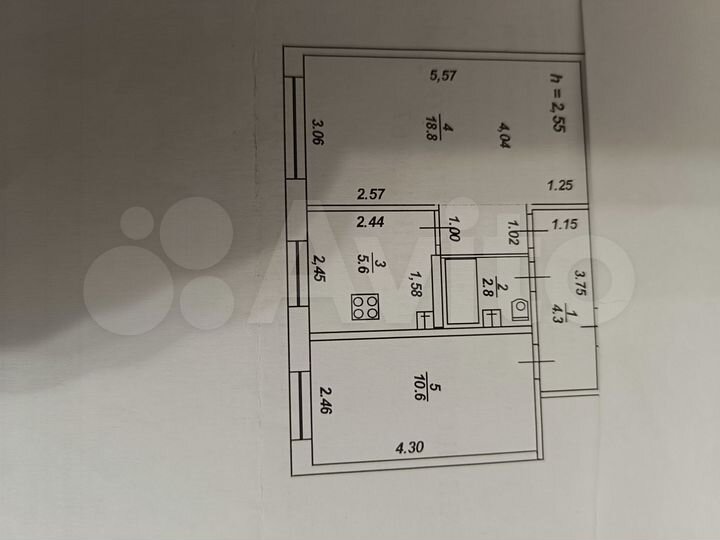 2-к. квартира, 42,1 м², 2/5 эт.