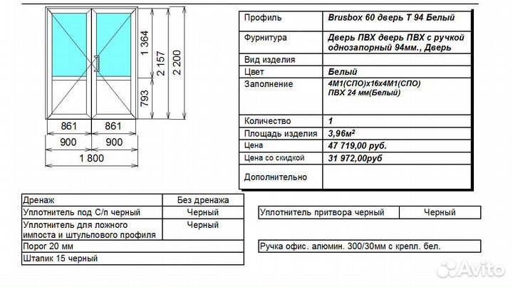 Дверь пластиковая штульповая в служебное помещение