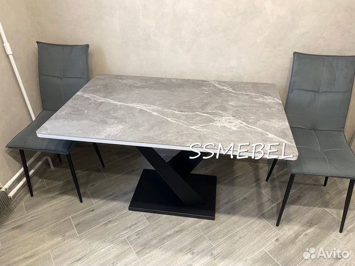 Стол лофт керамогранит Grey Smoke серый