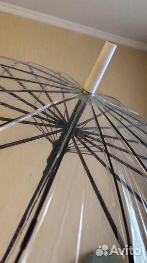 Зонтик трость прозрачный длинный полуавтомат