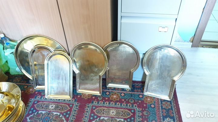 Латунный таз и поднос после реставрации