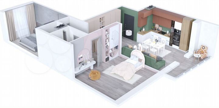 2-к. квартира, 66,3 м², 3/9 эт.