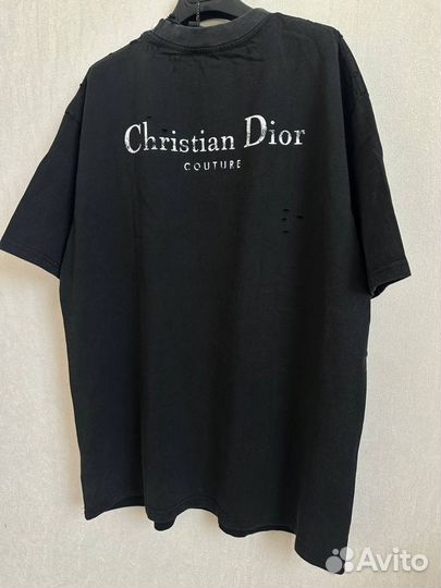 Christian dior футболка оверсайз с дырками